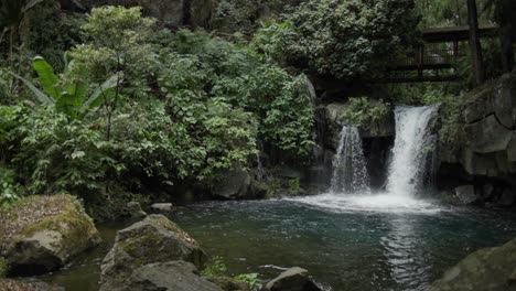 slow motion shot of uruapan national park waterfall on a cloudy day