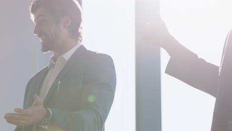 business people clapping hands applause in boardroom meeting successful corporate partnership deal with welcoming opportunity for cooperation in office 4k