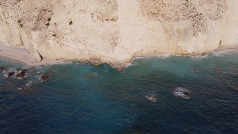 Cliff-Section-and-Secluded-Beaches-of-Porto-Katsiki-on-the-Ionian-Island-Lefkada,-Greece