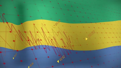 Animation-Der-Datenverarbeitung-über-Der-Flagge-Gabuns