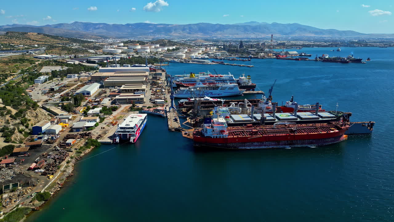 Aerial view of Hellenic Petroleum Industrial Site known for its oil refining and petrochemical production