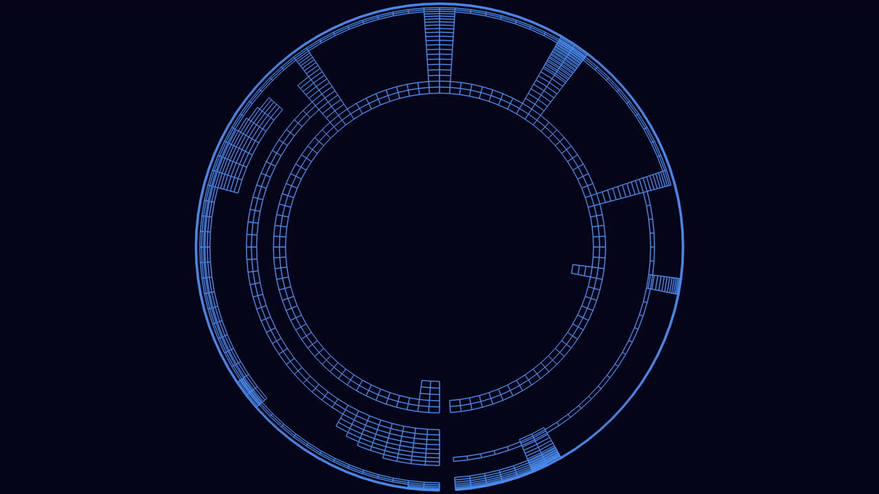 diagrama circular de plan de red complejo con cubo y círculos conectados