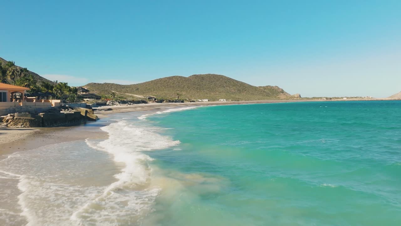 Aerial Shot Over Beach in Cabo Pulmo National Park, Mexico's Baja California Peninsula