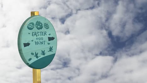 Animation-of--round-road-sign-with-the-sky-in-the-background