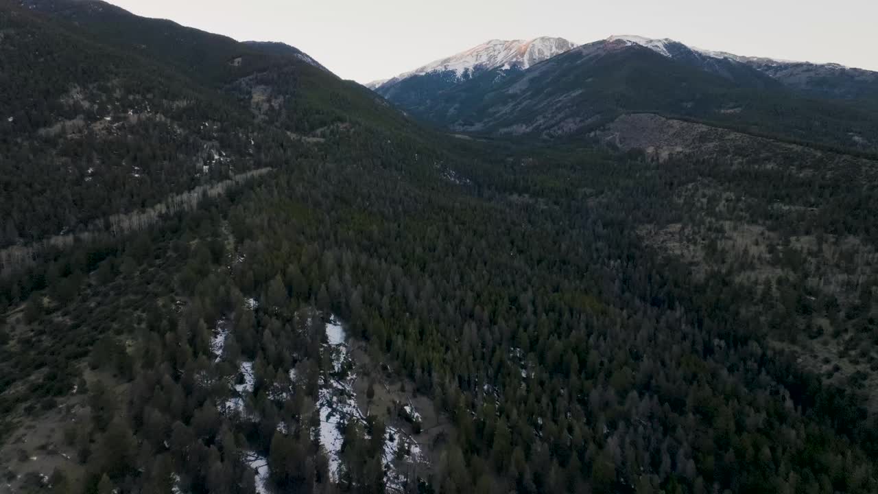 drone sobre el clima alpino frío monte princeton en las montañas rocosas en colorado