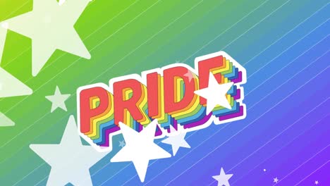 animation of pride and stars over rainbow background