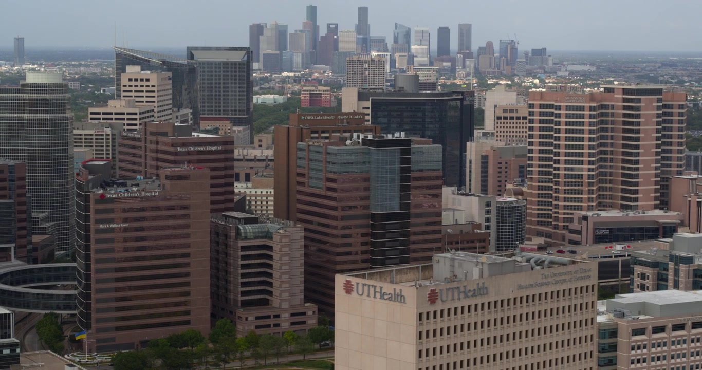 Vista de drone do Texas Medical Center em Houston