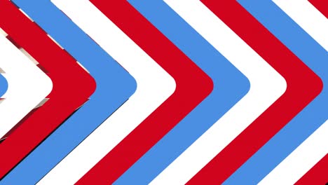 Animation-Von-Weißen,-Blauen-Und-Roten-Pfeilen,-Die-Sich-über-Die-Amerikanische-Flagge-Bewegen