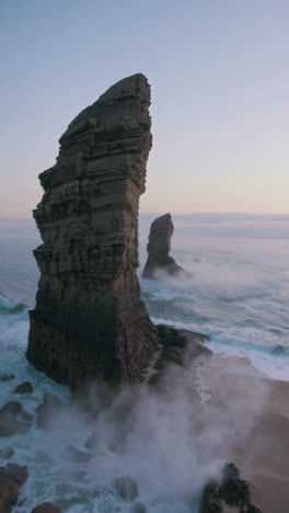 coastal rock formations at sunrise/sunset