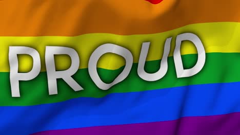 bandera del orgullo con la palabra "orgulloso" encima