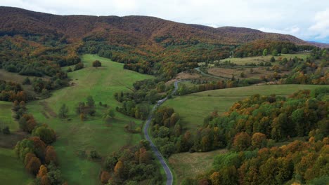 Amazing-Mountain-Pass-Seen-From-Above,-Aerial-Drone-Shot,-Autumn-Landscape