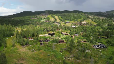 rauland ski resort in holtardalen, vestfold of telemark, norway - aerial 4k pedestal