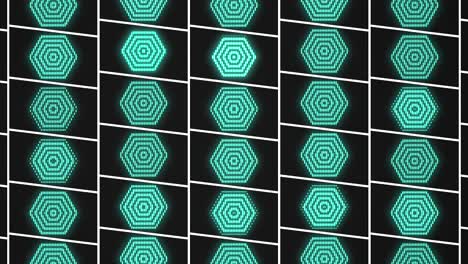 Neon-green-hexagons-pattern-in-night