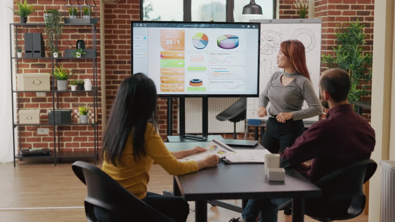 Company workers planning business presentation