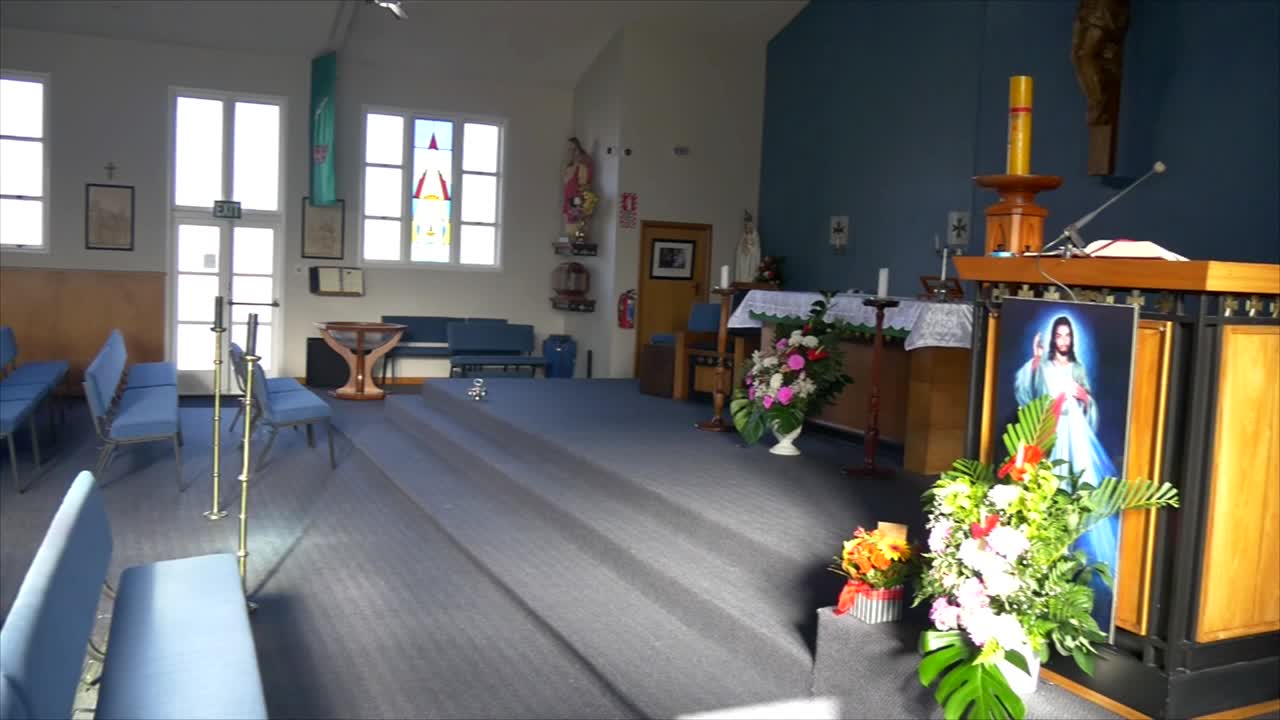 장례식을 위한 종교 예배당이나 장례식장 촬영