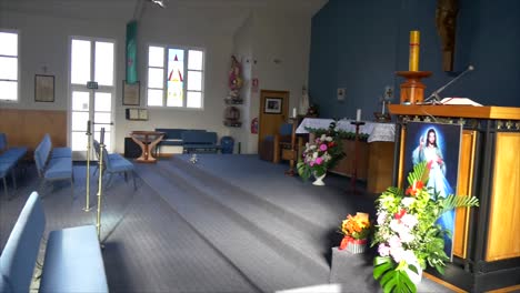 shot of religious chapel or funeral home for funeral service