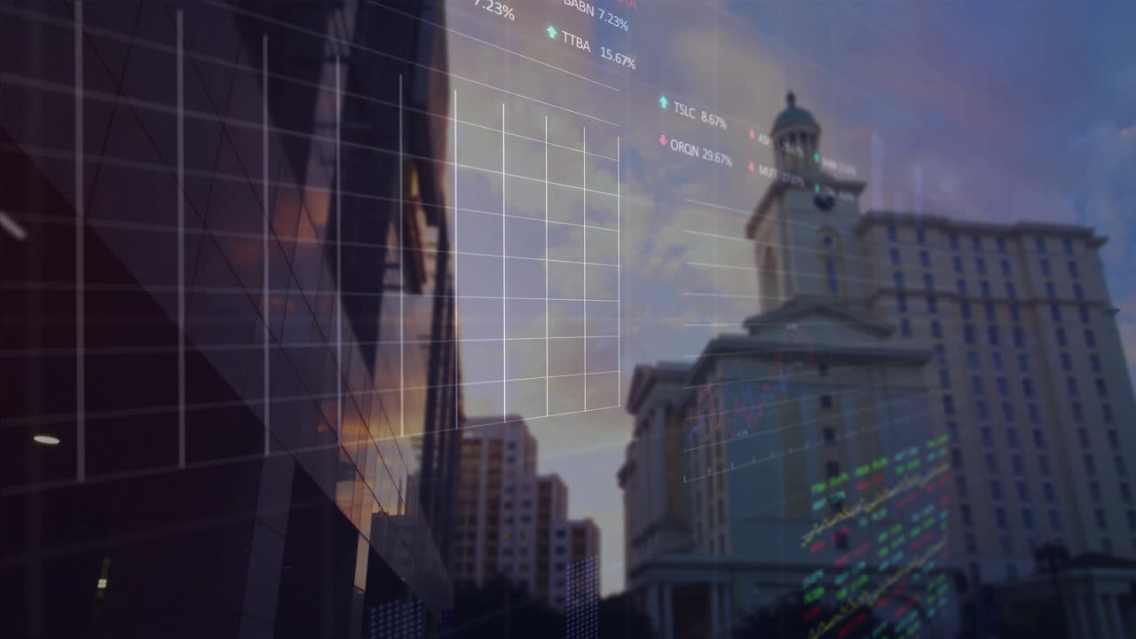 animación del procesamiento de datos sobre el paisaje urbano