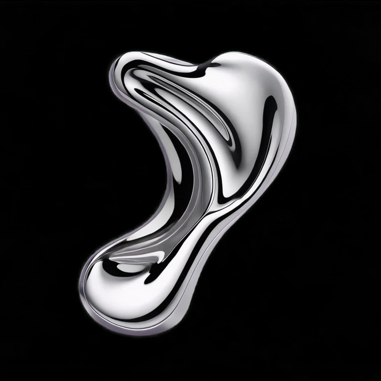 Abstract shiny metallic form animation isolated asset, transparent 4K video, alpha channel, ProRes