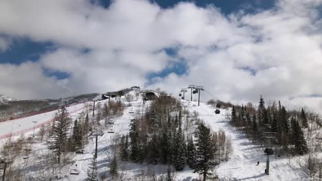 Hervorragende-Luftaufnahme-Beim-Aufstieg-Zum-Skilift-In-Steamboat-Springs,-Colorado