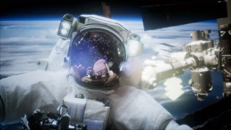 astronauta en una caminata espacial. elementos de esta imagen proporcionados por la nasa