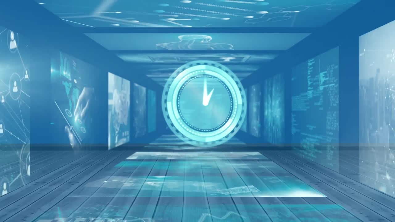 움직이는 시계의 애니메이션과 sceens로 만든 터널에 대한 다양한 데이터 처리