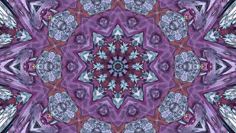 patrón de kaleidoscopio abstracto con colores rosa, púrpura, azul, amarillo y blanco. mandala mágica. fondo gráfico de movimiento multicolor 4k abstracto. animación fractal.