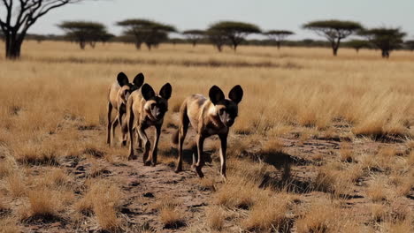 african wild dogs in their natural habitat