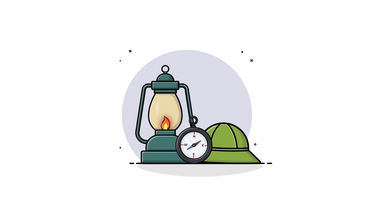 Illustrazione Animata di Attrezzatura da Viaggio per Avventura