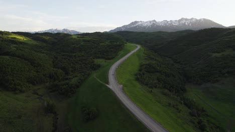 trappers loop scenic highway road near huntsville, utah - aerial drone view