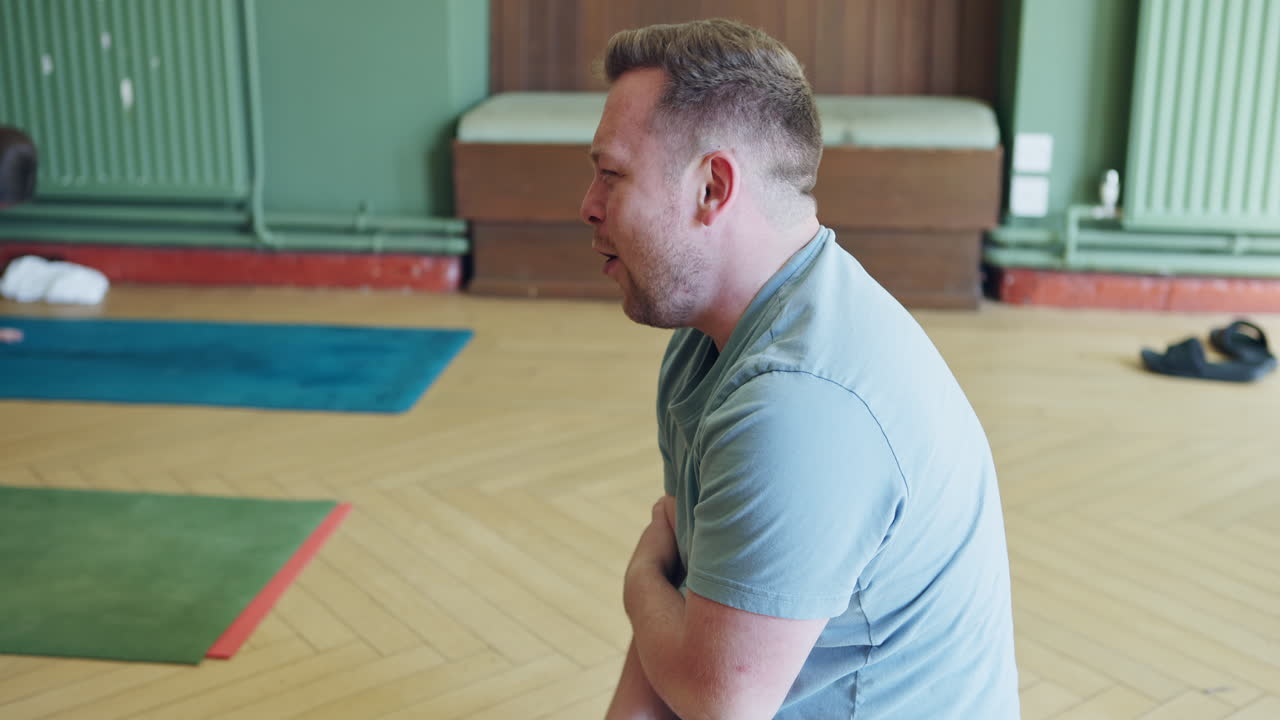 Yoga class with people in a studio