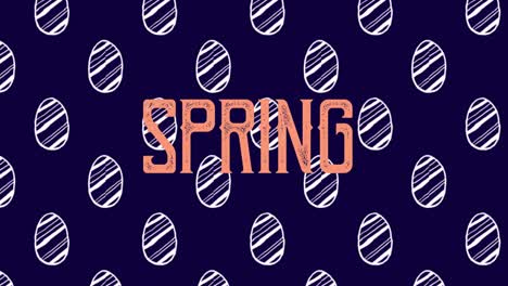 animation of spring over eggs on navy background