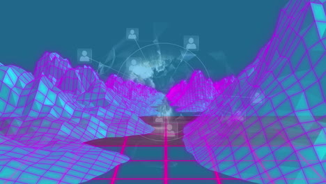 animación de la red de conexiones sobre icebergs