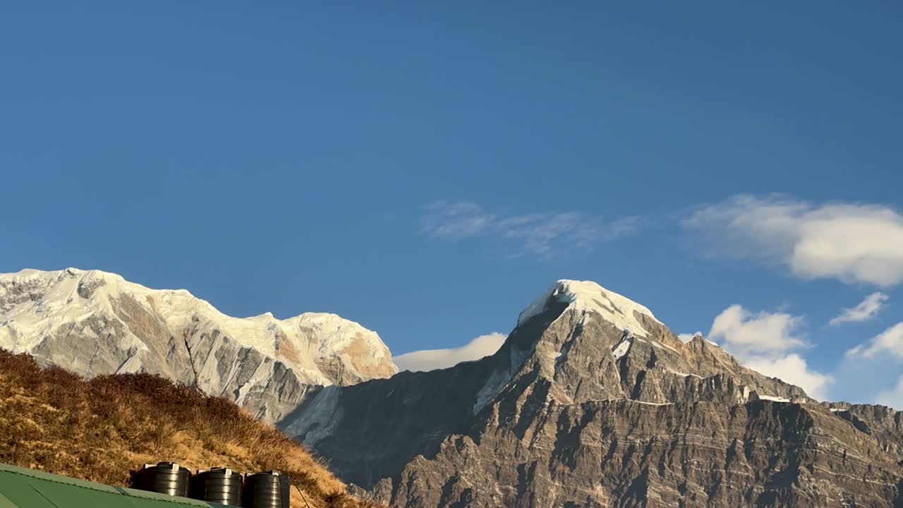 Landscape view of Mount Annapurna range in Kaski, Nepal.