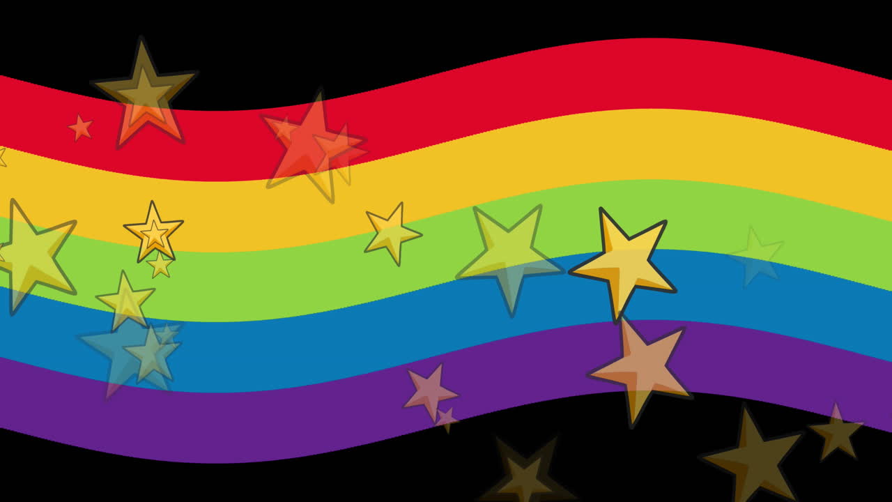 animación de estrellas sobre el fondo del arco iris.