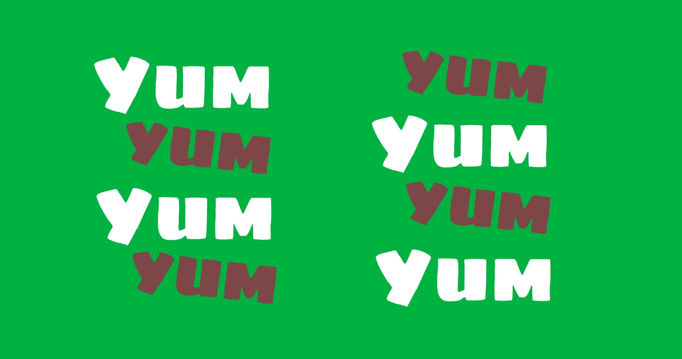 Animation av "mums"-texter över transparent bakgrund.