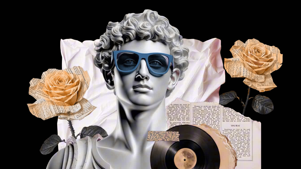 Greek god statue animation isolated asset, transparent 4K video, alpha channel, ProRes 4444