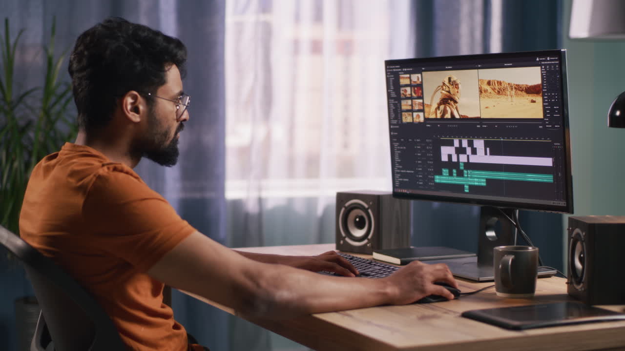 editor de video en el trabajo