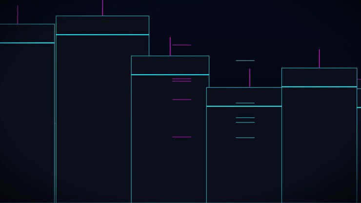 Abstract Digital Bar Graph Animation with Neon Lines