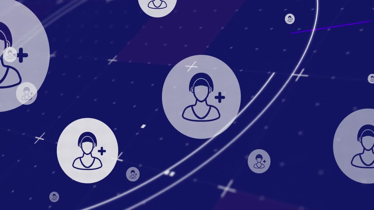 animación de iconos de medios sobre el escaneo de alcance