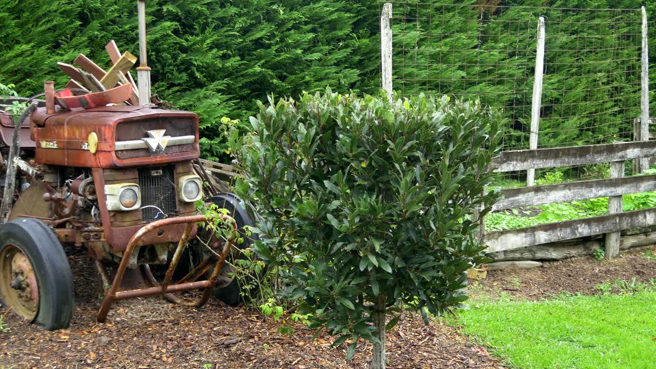 shot of an old abandoned rusty tractor