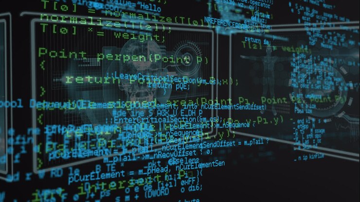 Animation of data processing over digital screens with diverse data in digital space