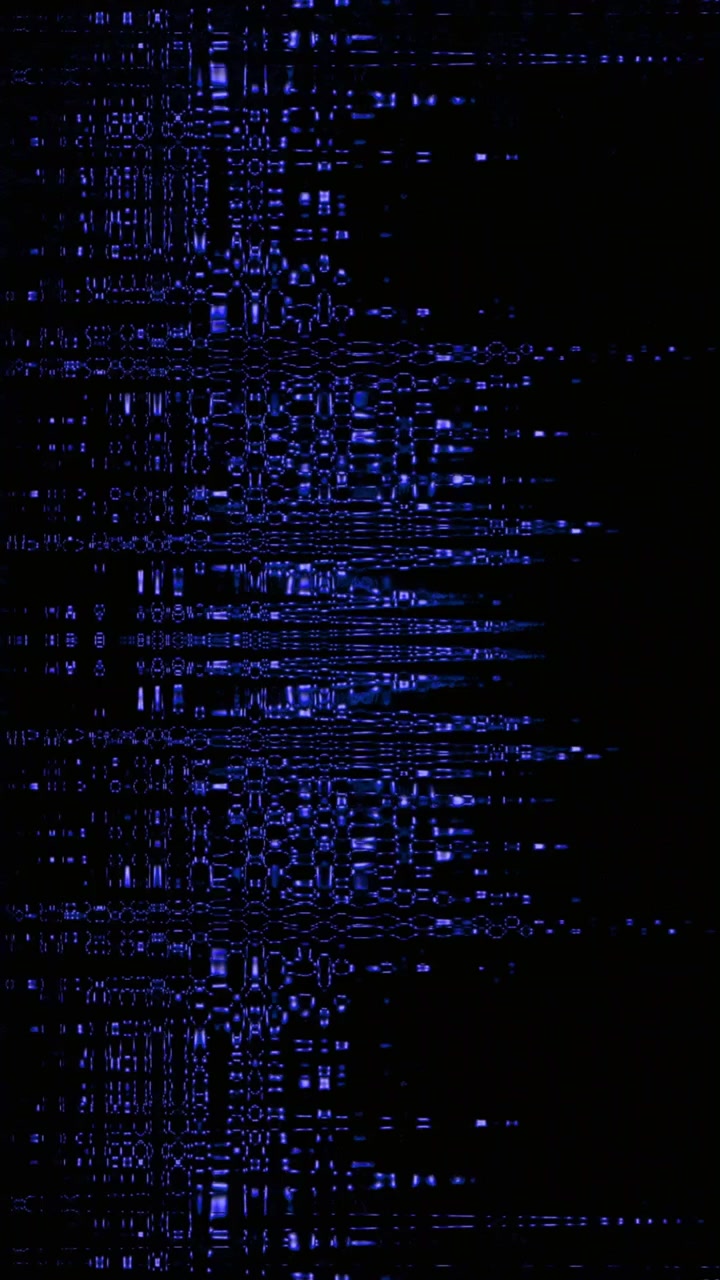 Sfondo astratto con glitch digitale e motivi di luce blu e viola