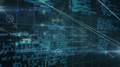 animation of network of connections and diverse data processing in digital space
