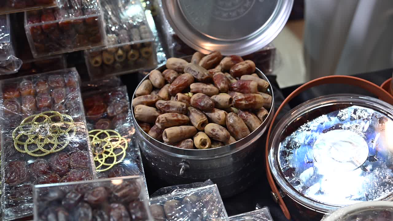 A variety of Emirati date types displayed during the Al Dhaid Dates Festival 2024