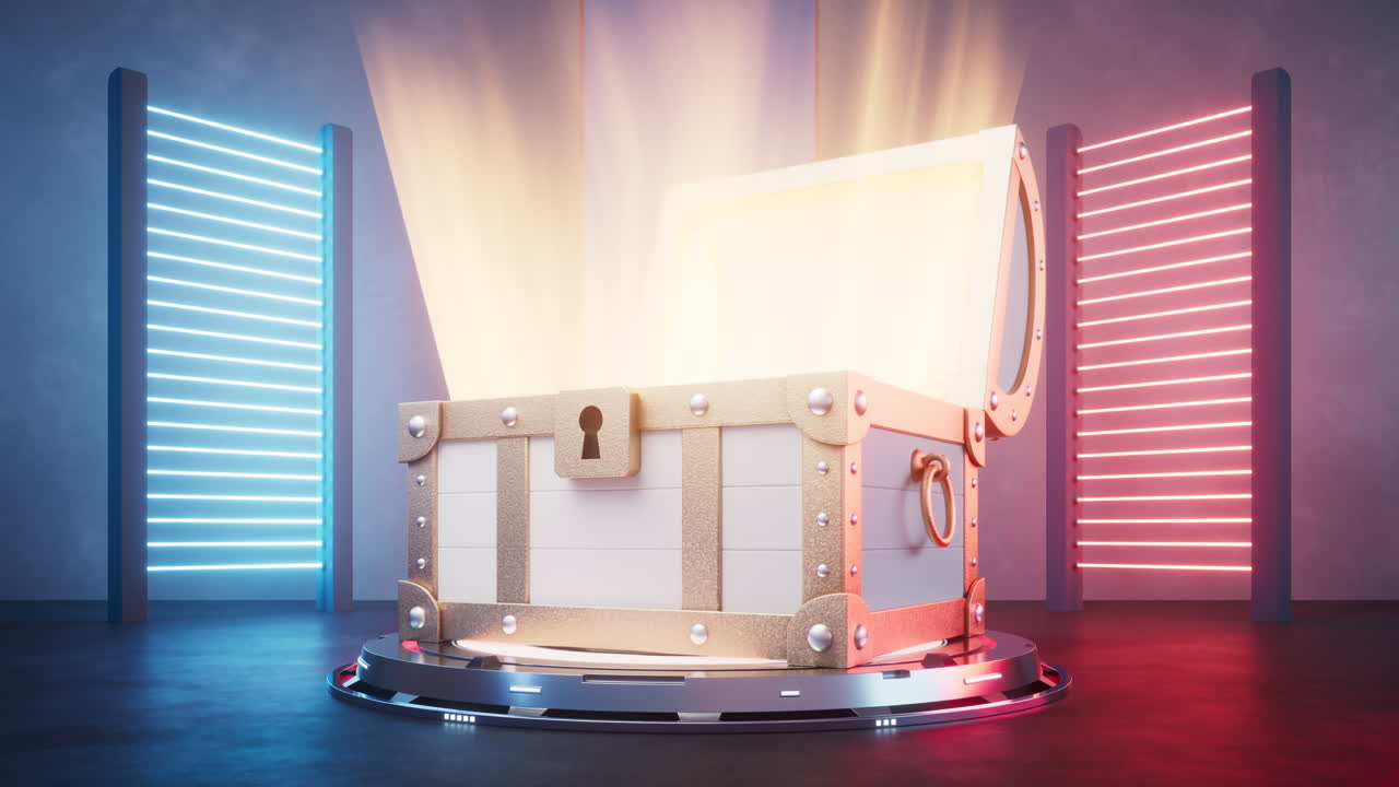 ретро коробка сокровищ, 3d рендеринг.