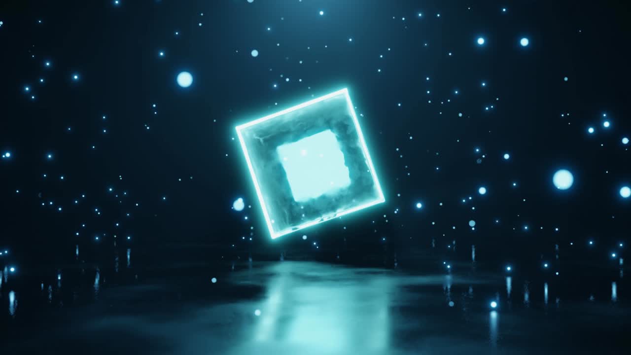 추상적인 미래 외계인 빛나는 네온 큐브 배경 3d 렌더링