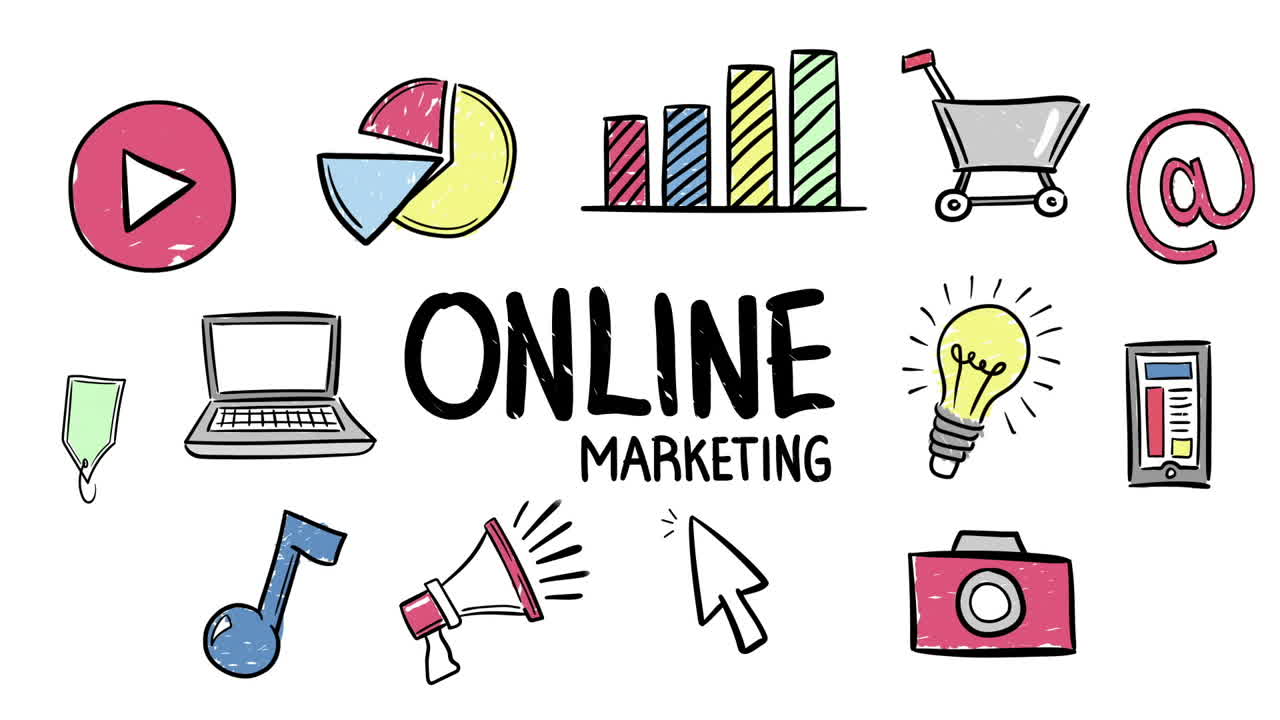 Illustration of online marketing icon set