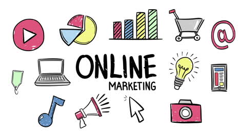 ilustração de um conjunto de ícones de marketing online