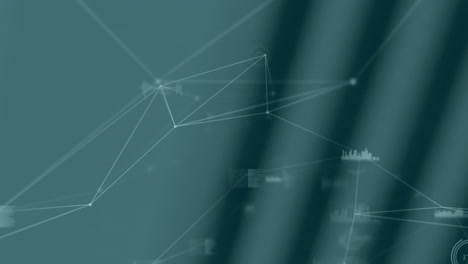 network of connections and data processing against grey background