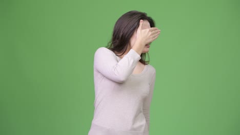 young beautiful woman not wanting to see something